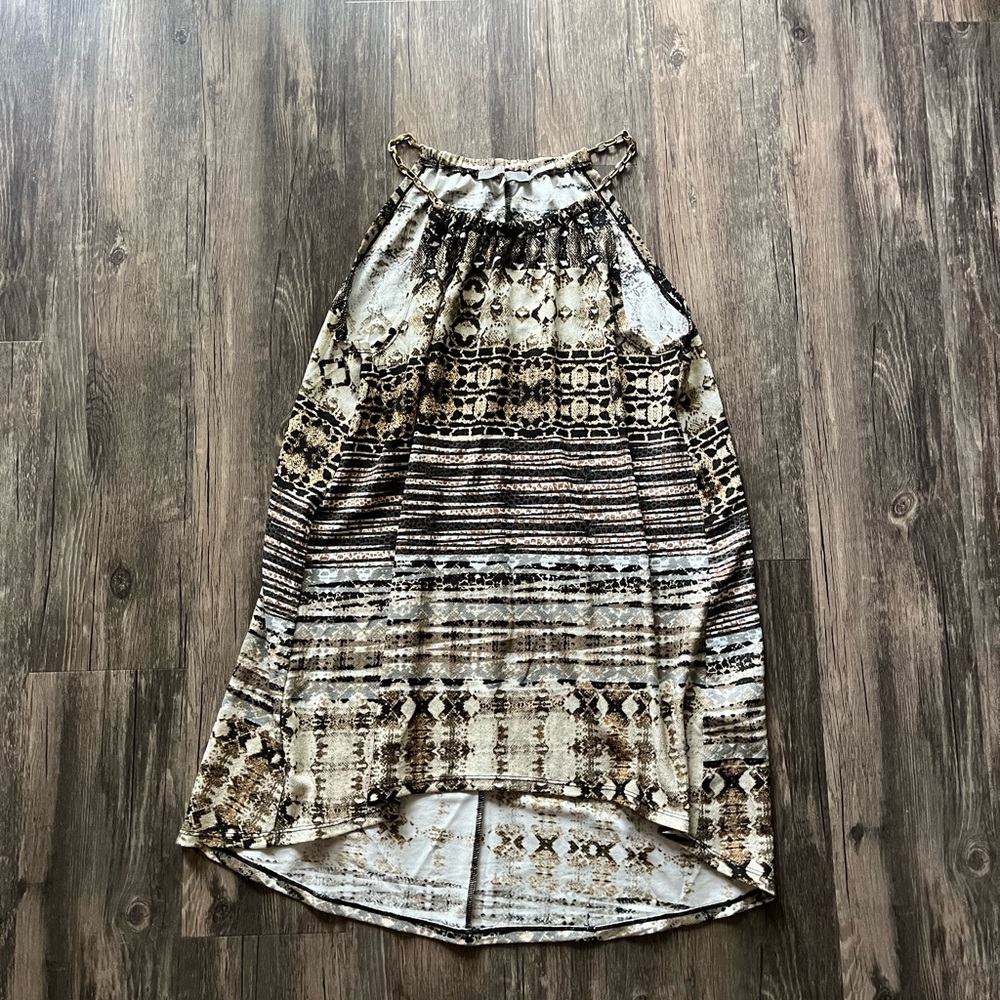 Patterned Tank Top with Chain Neck
